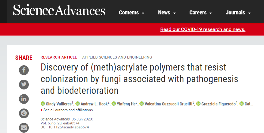 《Science》子刊：百里挑一的抗真菌高分子材料