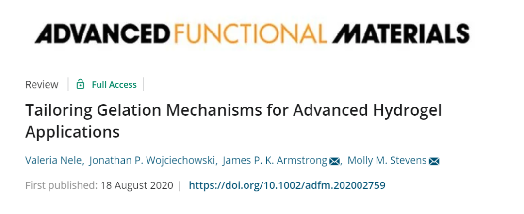 水凝膠設(shè)計(jì)指導(dǎo)文件來(lái)了！《AFM》綜述：為水凝膠的應(yīng)用量身定制膠凝機(jī)理