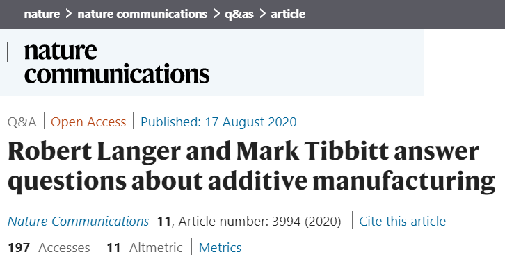 大神指路！三院院士，H指數(shù)274，Robert Langer專訪：增材制造該如何發(fā)展？