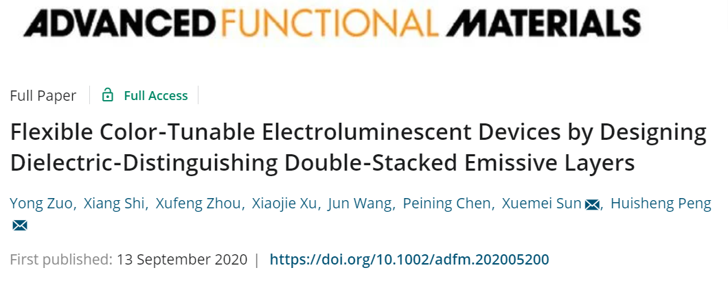 復旦大學彭慧勝/孫雪梅團隊《AFM》：介電設計助力實時調控器件發(fā)光